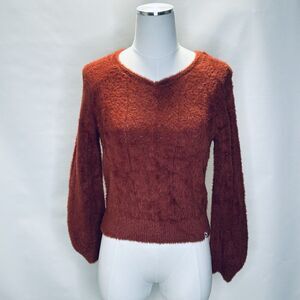 Abercrombie Kids Girls Sweater Size 13/14 Orange Soft Fuzzy Long Sleeve Pullover